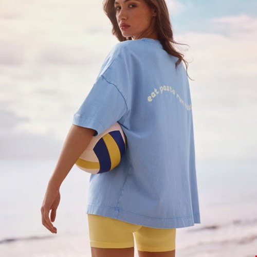 Oversized Crew T-Shirt Blue